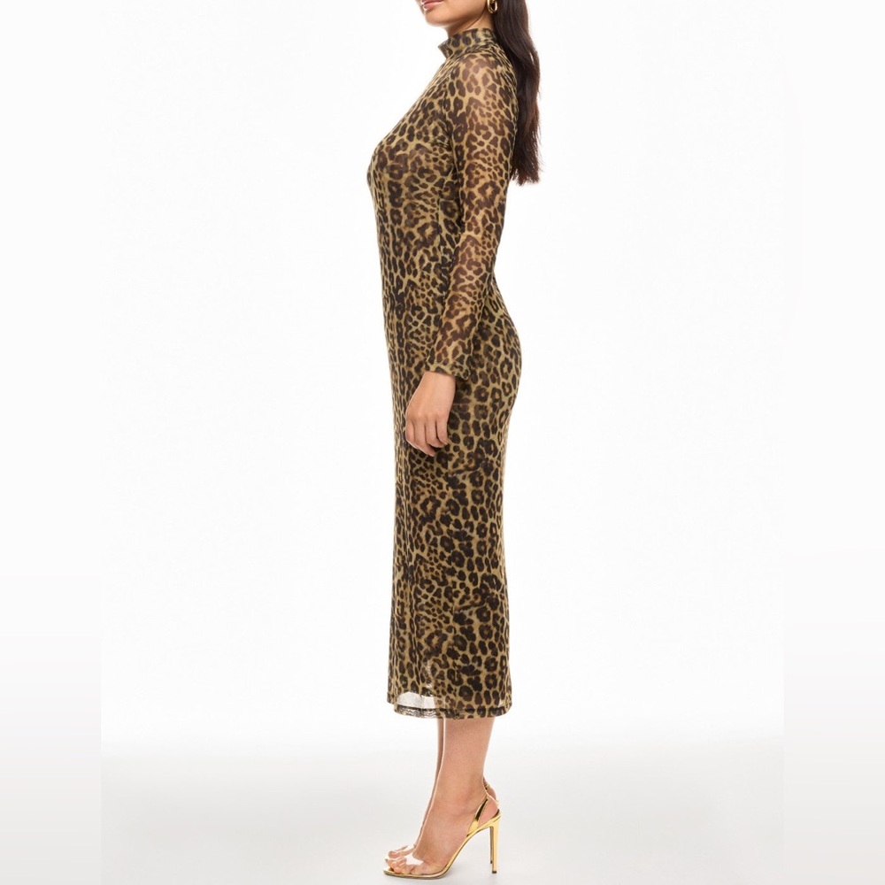 Ronny Kobo Collective Leopard Print Long Sleeve Midi Dress
